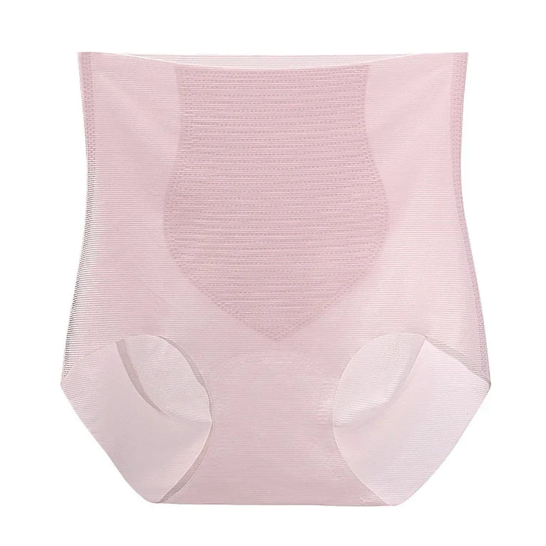 High-Waist Ice Silk Seamless Briefs – Ladies Summer Fitness Underwear