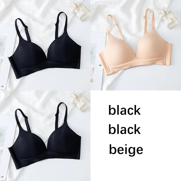 FallSweet 3PCS Seamless Push-Up Bra | Wireless Glossy Comfort