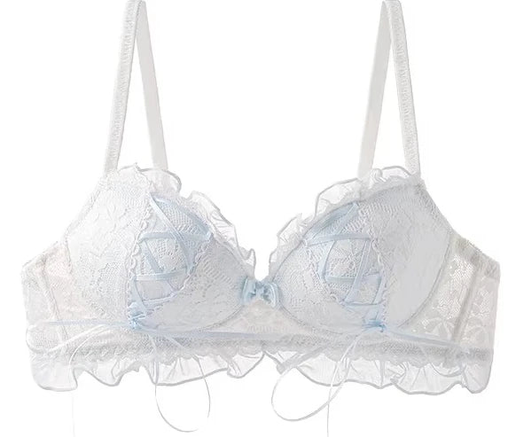 French Butterfly Lace Bra Set | Wire-Free Push-Up Lingerie