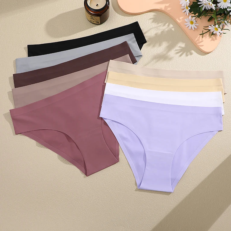 Sexy Ice Silk Women's Underwear – Low-Waist Seamless Invisible Briefs