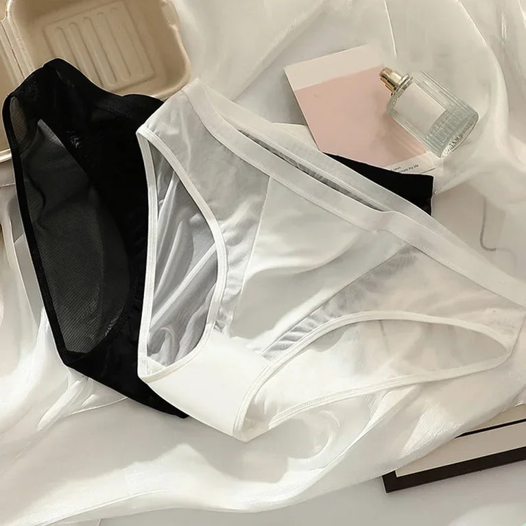 Sexy Mesh Ice Silk Briefs – Low-Rise Seamless Breathable Panties