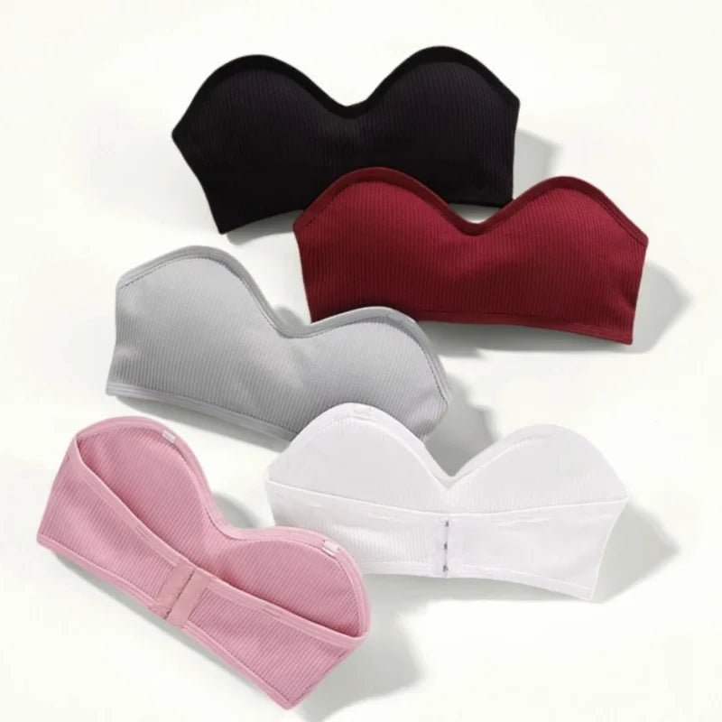 Strapless Push-Up Invisible Bra – Seamless Bandeau with Transparent Straps