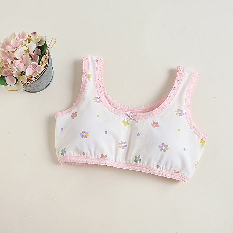 Girls' Purple Floral Cotton Training Bra Set