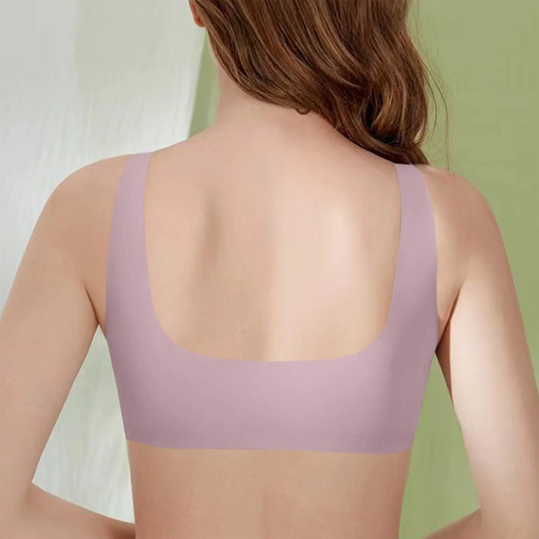 Lace Front-Buckle Vest Bra – Seamless Wireless "Gather" Support