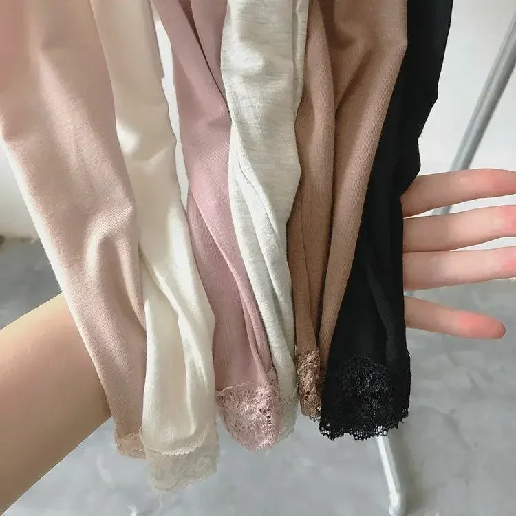 Women’s Thin Modal Thermal Top | Elegant Lace Trim Base Layer