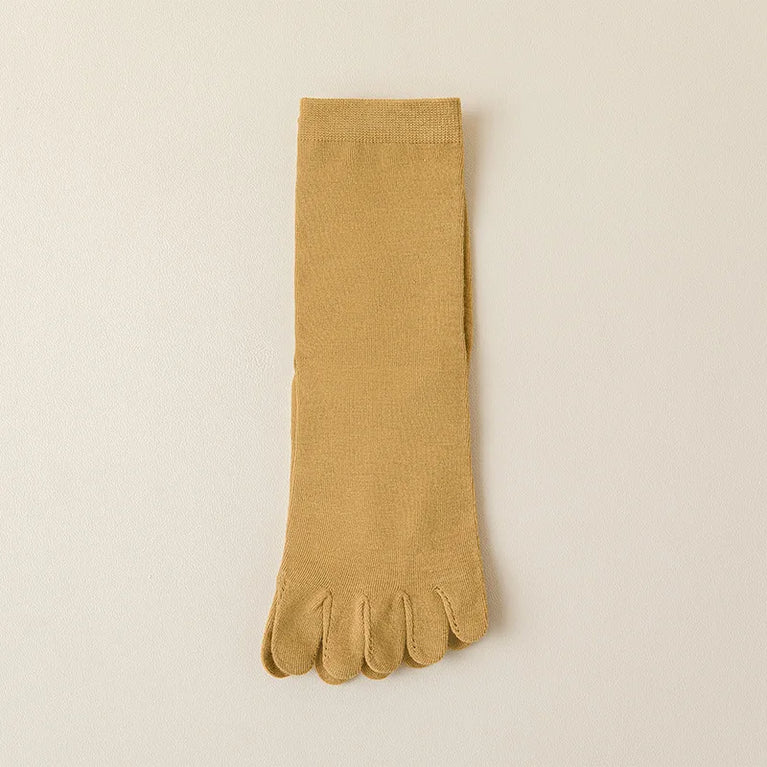 Women Cotton Five Toe Breathable Middle Tube Casual Socks