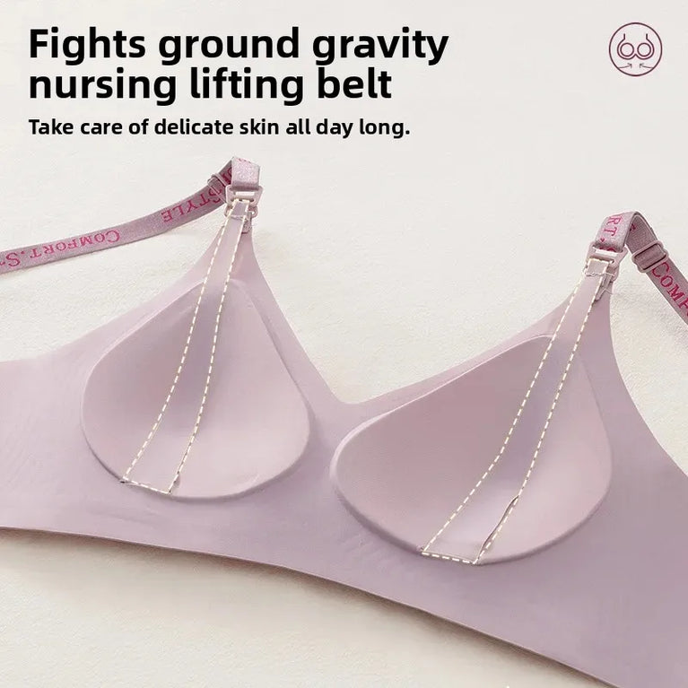 Seamless Letter-Strap Nursing Bra | Anti-Sagging Summer Fit