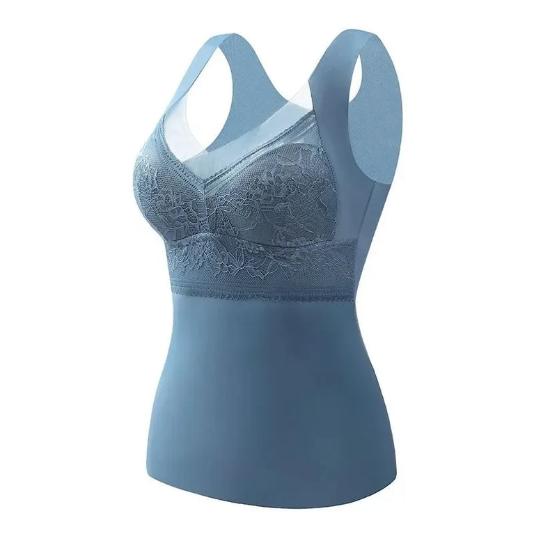 1pcs Woman Thermal Underwear Thermo Lingerie Winter Soft Warm Top Wear Thermo Vest Undershirt Intimate Lace with Bra Padded