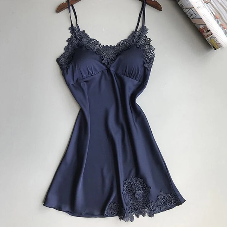Women’s Sexy Lace Nightdress | Silk-Touch Robe & Briefs Set