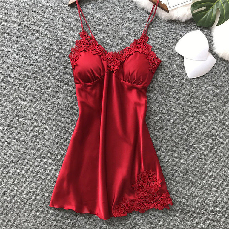 Women’s Sexy Lace Nightdress | Silk-Touch Robe & Briefs Set