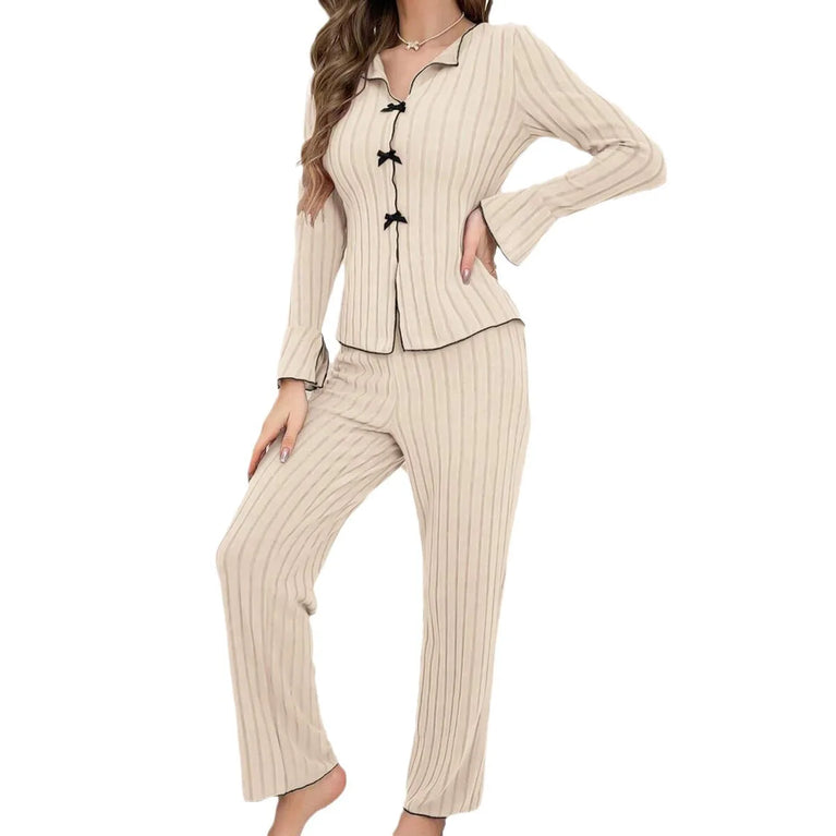 Women’s Knit Pajama Set | Long Sleeve & Ankle Length Pants
