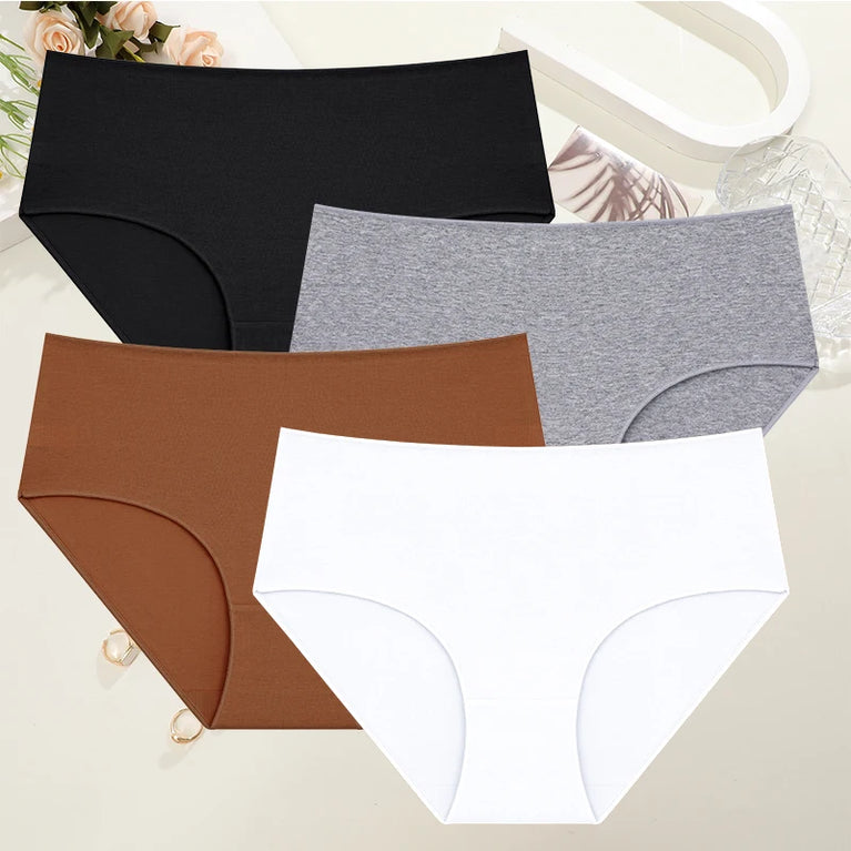 Comfort Cotton Panties (4-Pack) – Mid-Rise Seamless Breathable Briefs