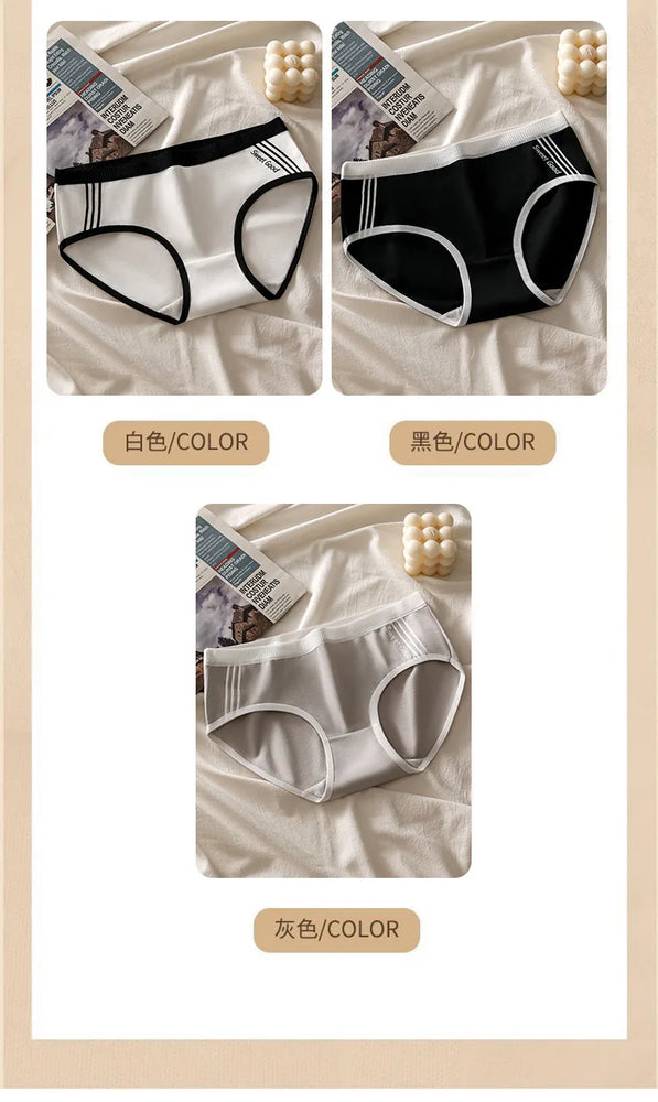 3pc Sporty Low-Rise Briefs | Breathable Letter-Print Panties