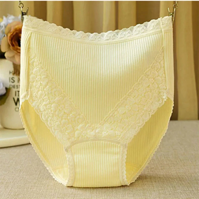 High-Waist Cotton Briefs | Seamless Lace-Trim Panties