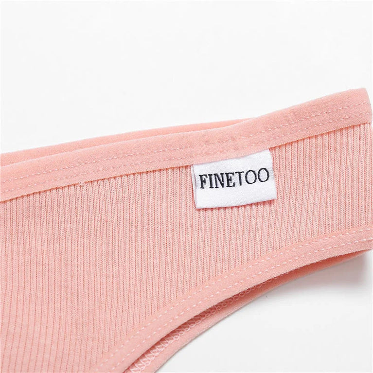 4pc Cotton Ribbed Bikini | Seamless V-Waist Panties