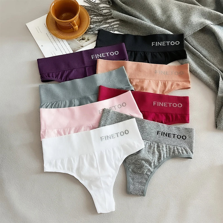 5-Pcs High-Waist Stretchy Thongs – Breathable Seamless G-String Set for Women (M-2XL)