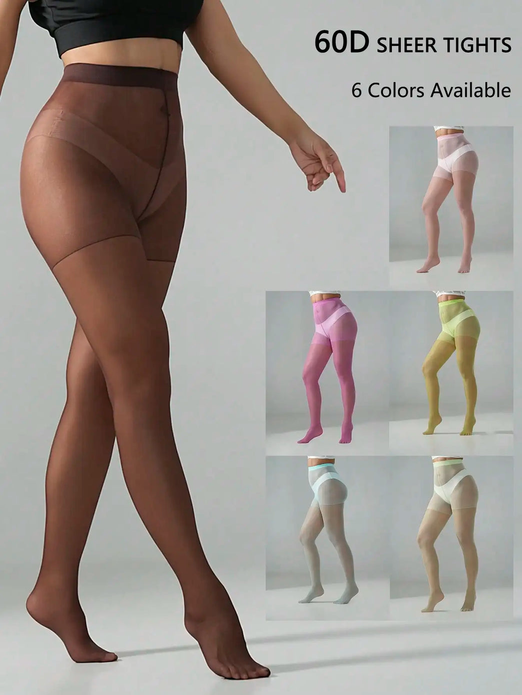 60D Semi Sheer High Waist Shaping Pantyhose for Women