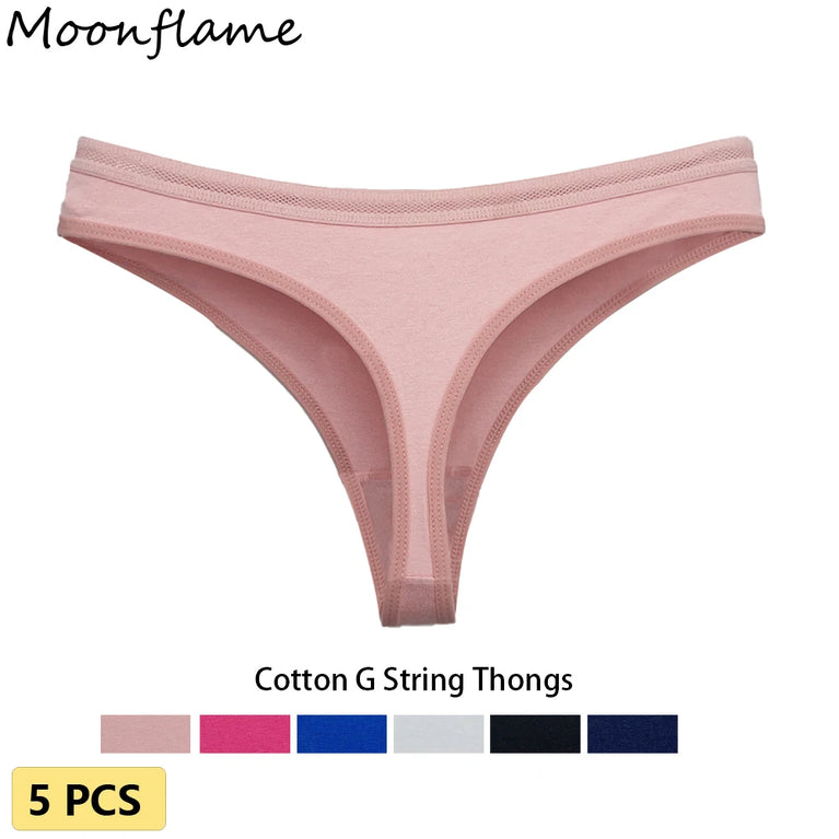 Comfort Cotton G-Strings (5-Pack) – Low-Rise Breathable G-Strings