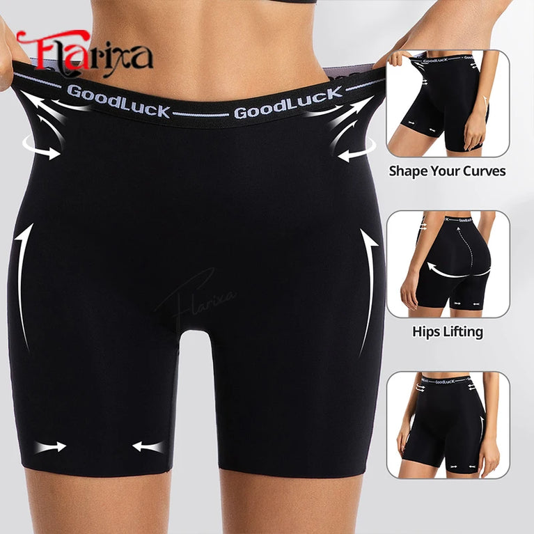 High-Waist Ice Silk Safety Shorts | Anti-Chafing & Invisible Under-Dress Boxer