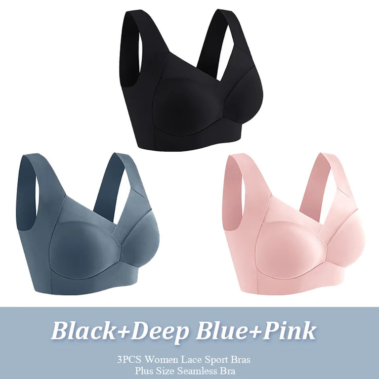 Seamless Lace Sport Bra – Wireless Push-Up Comfort