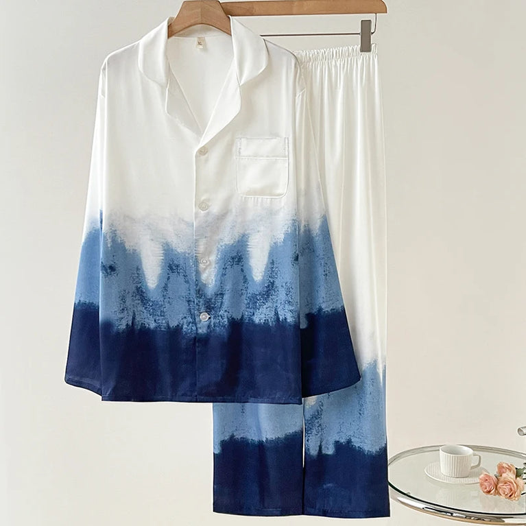 Elegant Floral Satin Pajama Set | Long Sleeve Summer Sleepwear