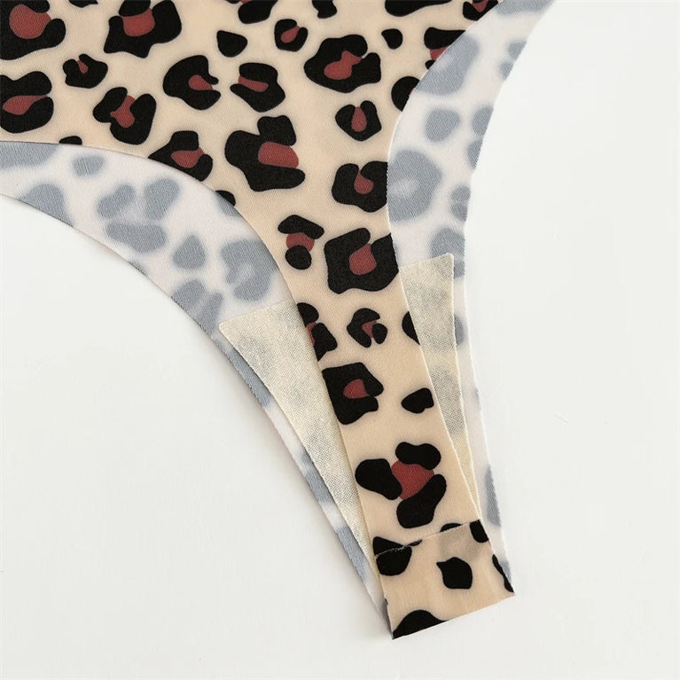 5pc Leopard Thongs | Seamless Ice Silk G-Strings