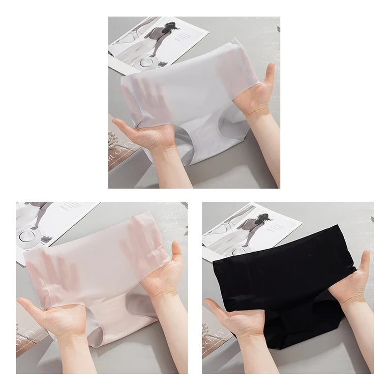 Ice Silk Seamless Briefs (3-Pack) – Low-Rise Ultra-Thin Quick-Dry Panties