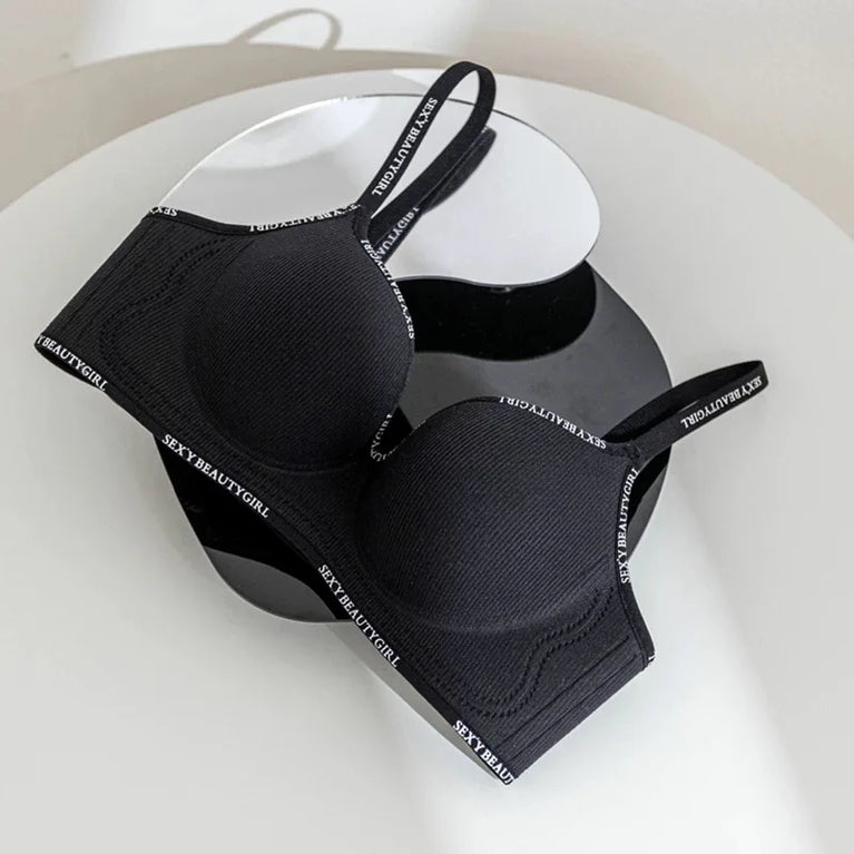All Of Me Letter Strap Push-Up Bra | Wireless Plunge Support