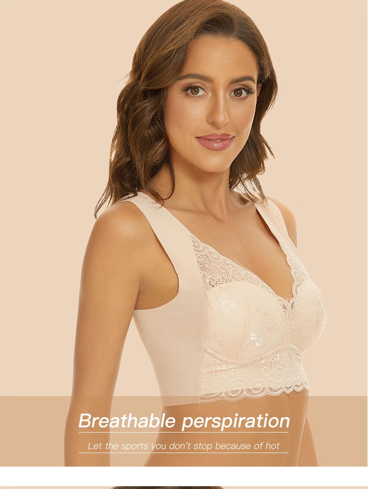 Seamless Lace Bra | Wireless Full-Cup Push-Up