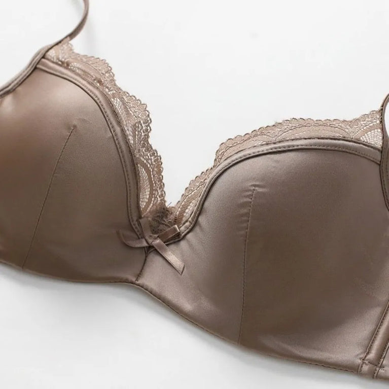 Satin Seamless V-Bra | Wireless Lace Push-Up Bralette