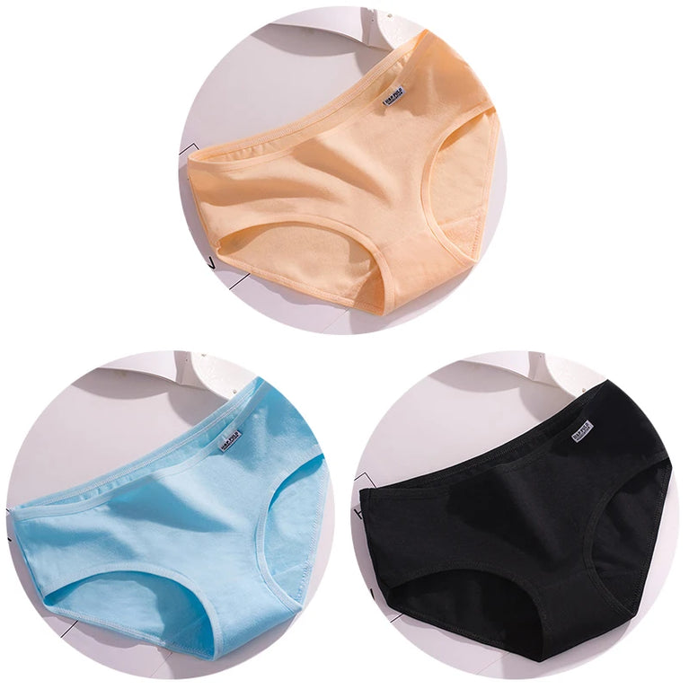 3pc Pure Cotton Briefs | Skin-Friendly Mid-Rise Comfort Set