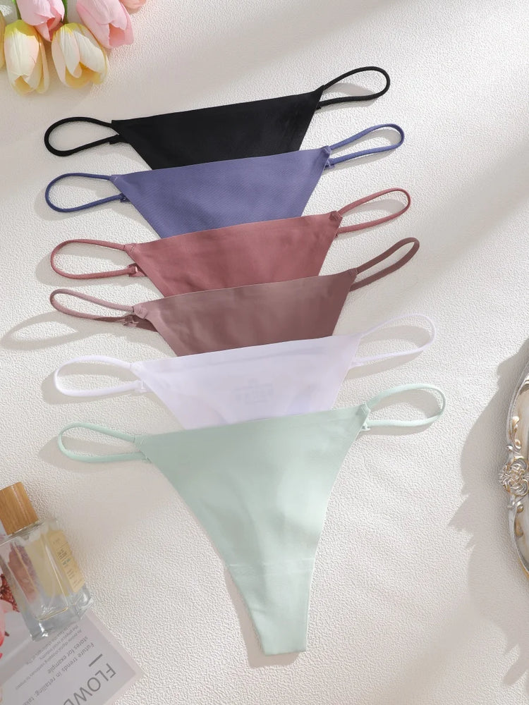7-Pcs Traceless Ice Silk Thongs – Ultra-Thin Breathable Low-Rise G-String Set for Women