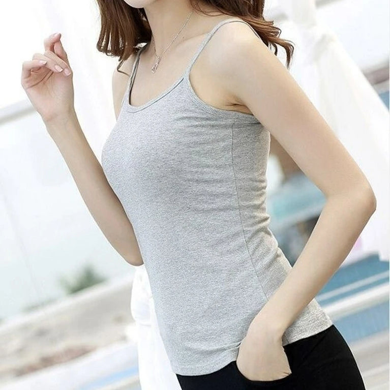 Women's Solid Color Sleeveless Slim Camisole Short Tops Vest