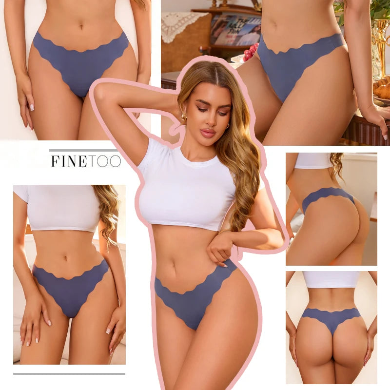 4pc Ice Silk Thongs | Seamless Wave Edge G-Strings