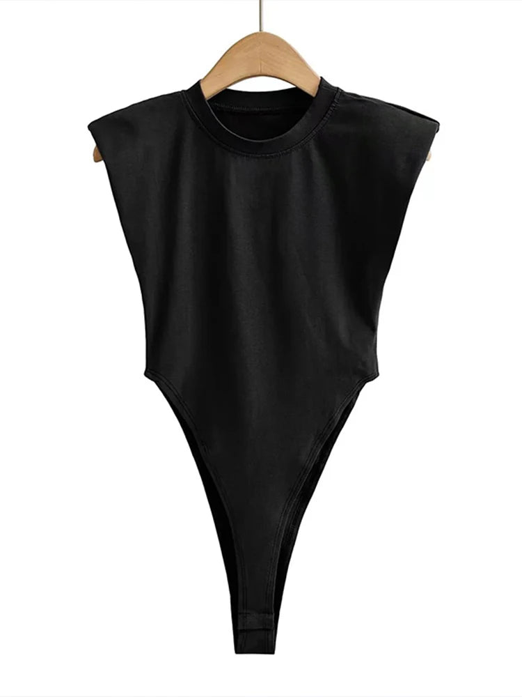 Padded Shoulder Sleeveless Bodysuit | 2026 Summer Bodycon Essential
