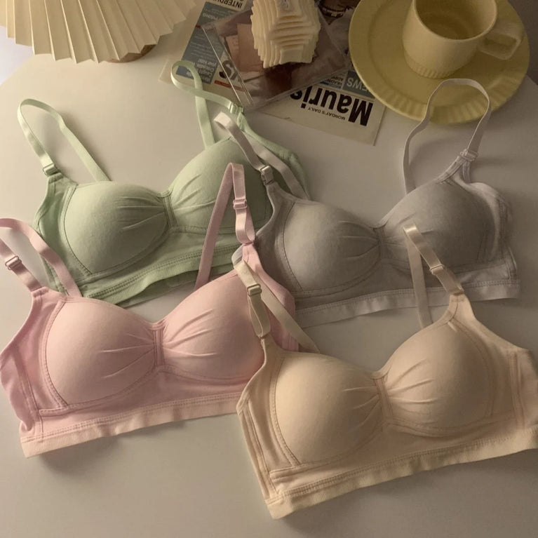 Pure Cotton Wireless V-Neck Bra | Anti-Sagging Comfort