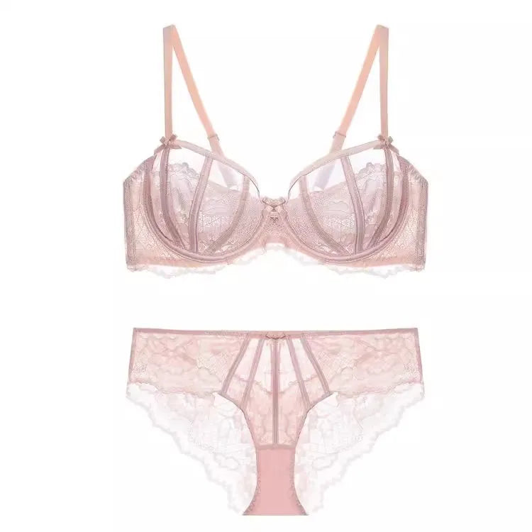 French Floral Lace Bra Set | Ultra-Thin Underwire Minimiser