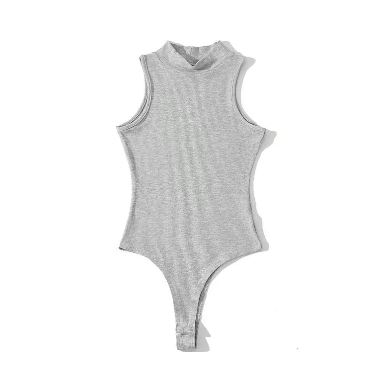 Turtleneck Sleeveless Knit Bodysuit | Summer Y2K High-Stretch Slim Fit