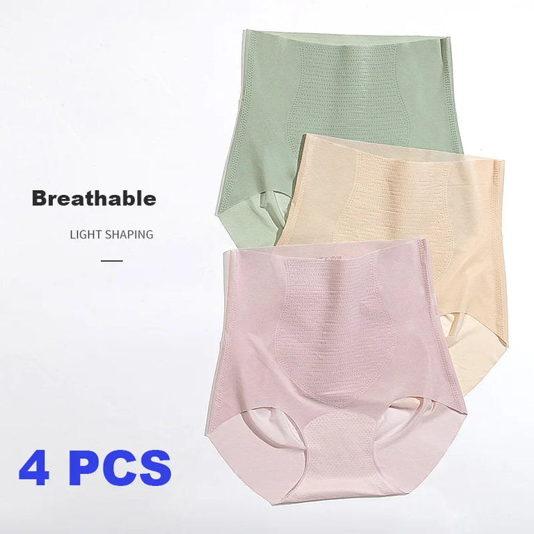4pc Seamless Ice Silk Briefs | High-Waist Quick-Dry Panties