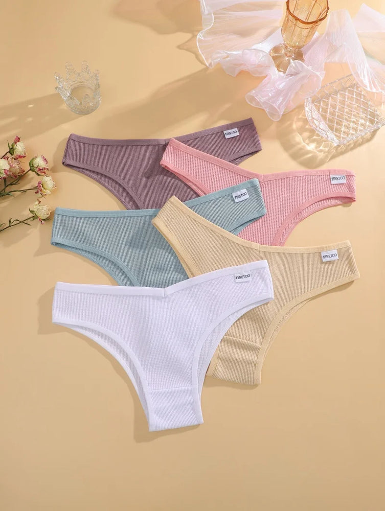 7pc Waffle Cotton Briefs | Sexy V-Waist Brazilian Set