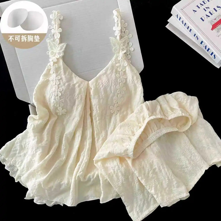 Women’s Sexy V-Neck Pajama Set | Summer Sleeveless Nightwear