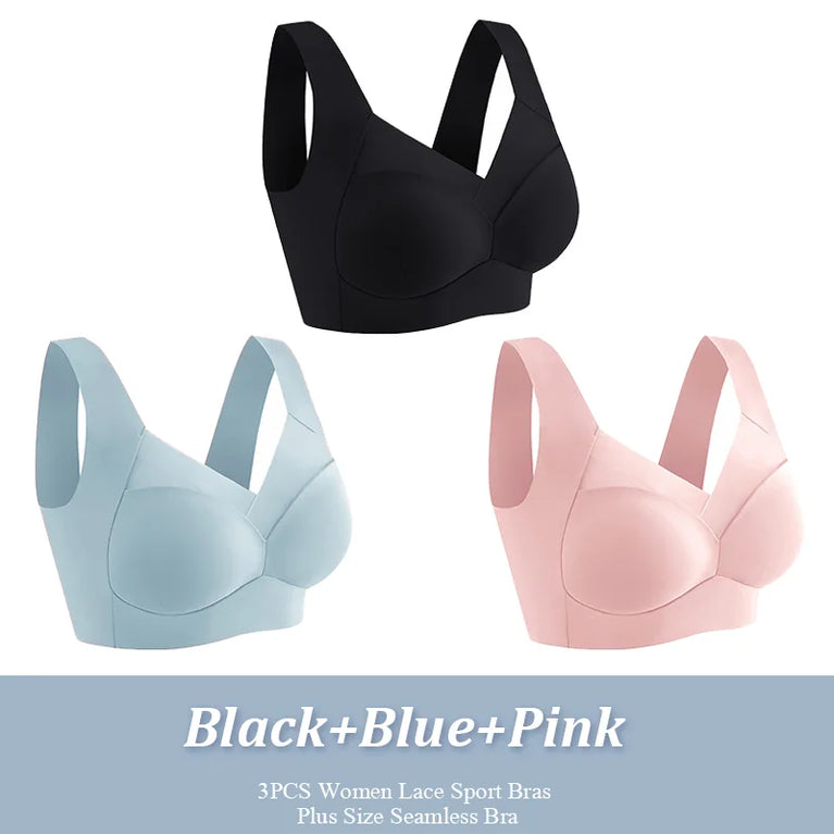 Seamless Lace Sport Bra – Wireless Push-Up Comfort