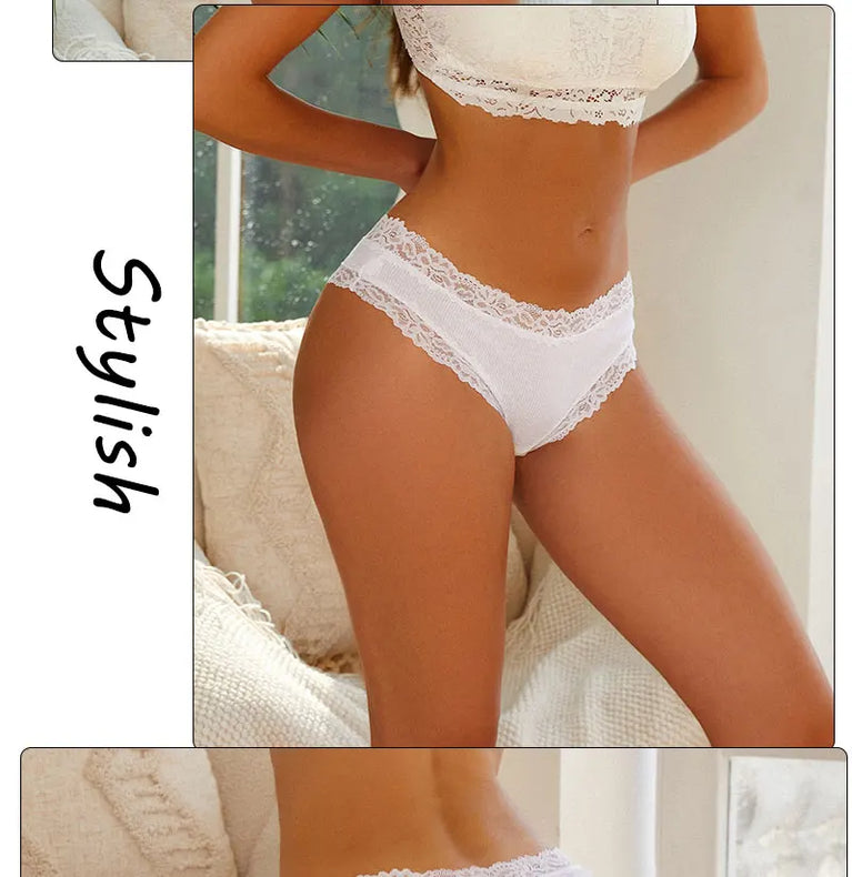 Lace-Trim Cotton Bikini – Low-Rise Comfort Knickers