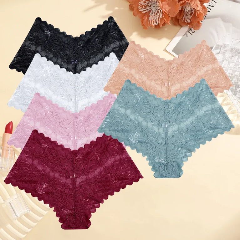 6pc Floral Lace Boyshorts | Sexy Low-Waist Briefs