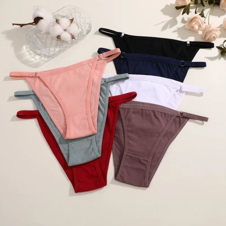 Seamless Cotton Bikini Briefs (6-Pack) – Low-Rise Adjustable Brazilian Panties