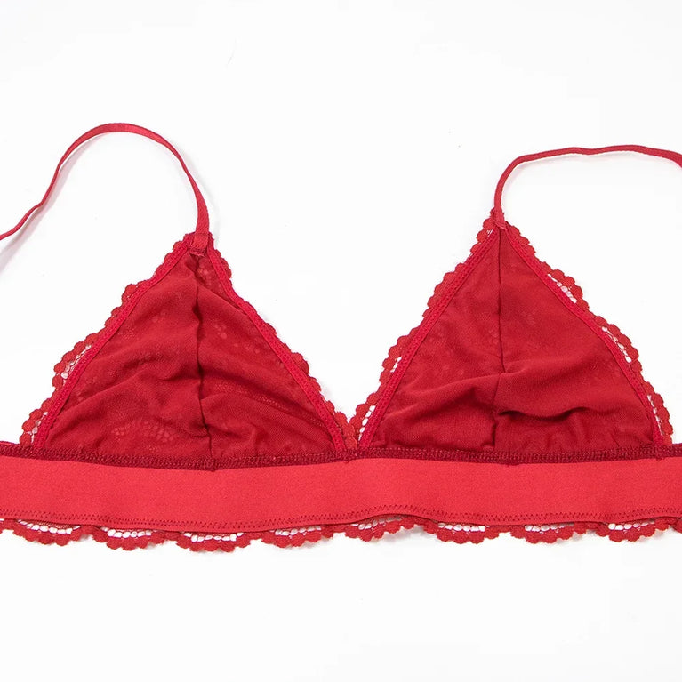 Seamless Floral Lace 4-Piece Lingerie Set – Sexy Underwire Bra & Robe