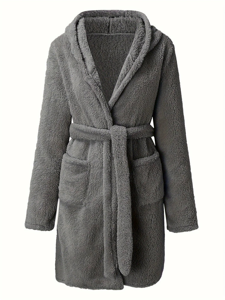 Women’s Thick Hooded Fleece Robe | Cozy Winter Bathrobe