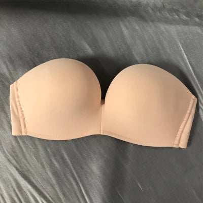 Strapless Lace Bra – Wireless Half-Cup Push-Up