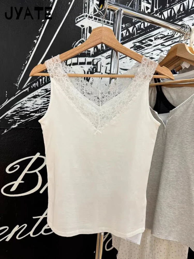 Vintage Lace Patchwork Tank Top | Sweet Y2K Summer Camisole