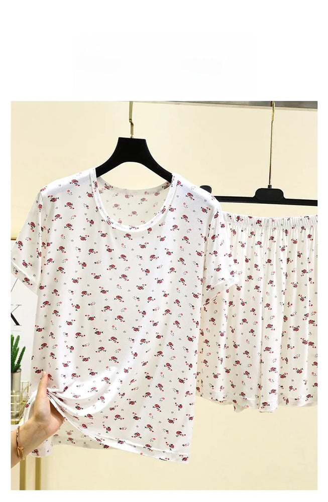 Women’s Modal Floral Pajama Set | Short Sleeve & Shorts